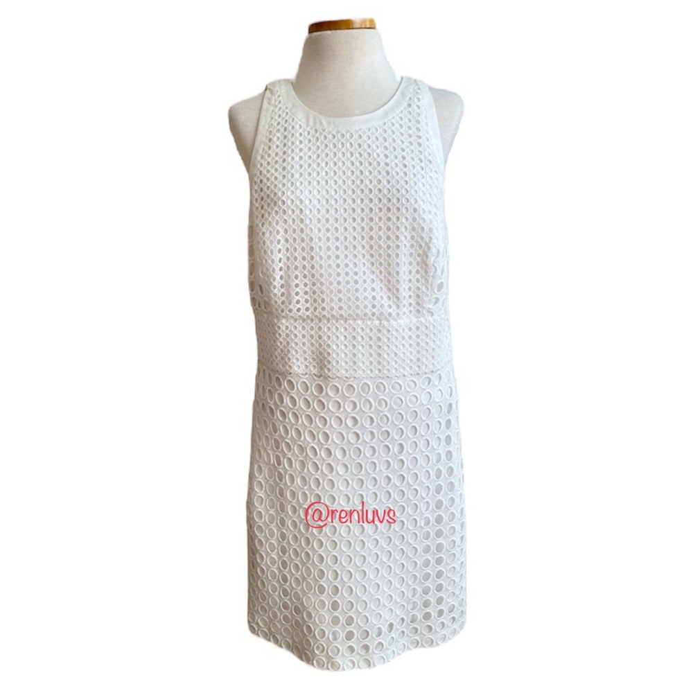 Banana Republic Sleeveless Circle Eyelet Crochet Overlay A Line Dress Size 14 P